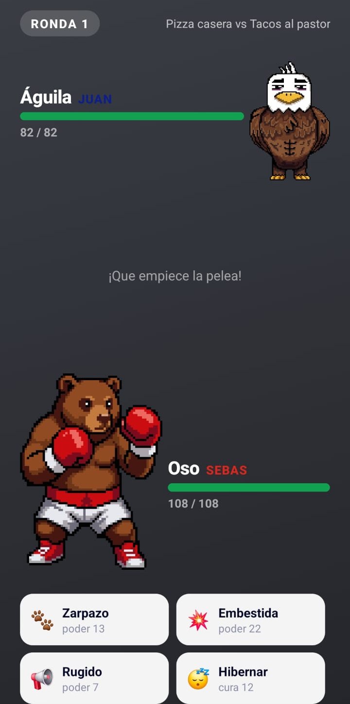 Primera ronda del modo pelea: el oso contra el águila, con las habilidades del oso